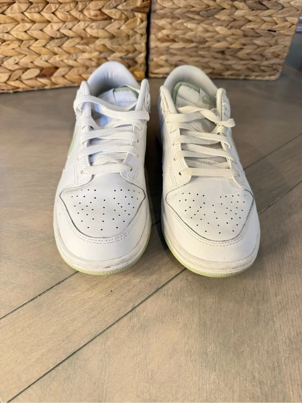 Nike Dunk Low White with Mint Green Swoosh
